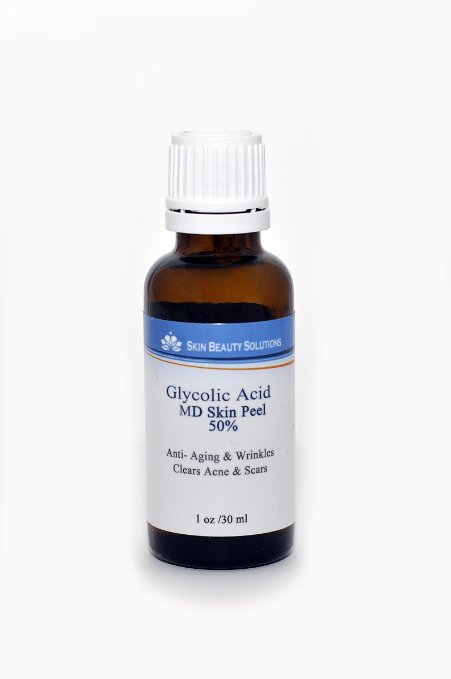 (1 oz / 30 ml) GLYCOLIC Acid 50% Skin Chemical Peel - Unbuffered - Alpha Hydroxy (AHA) For Acne, Oily Skin, Wrinkles, Blackheads, Large Pores & More (from Skin Beauty Solutions)