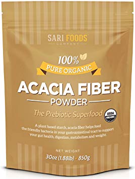 Pure Organic Acacia Fiber Powder (30oz). 100% Natural, Whole Food, Plant Based prebiotic superfood: May Support Gut Health, Digestion, Metabolism, and Weight Management.