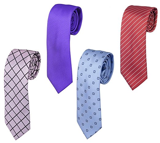 J.Korn Men's Tie Set 4 Elegant Business Casual Micro Silk Necktie Set