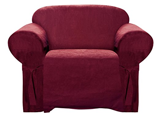 CLEAR OUT SALE  Elegant and Comfortable P&R Bedding Microsuede Sofa Furniture Slipcover (Burgundy, Chair)