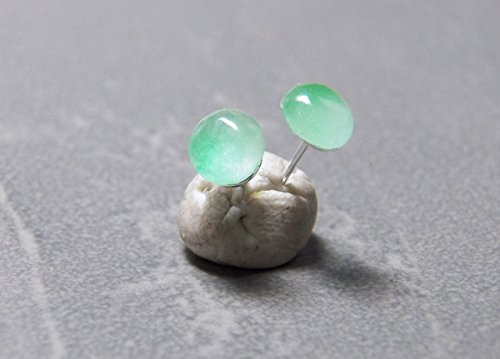 6mm Green Jade and Sterling Silver Post Earrings