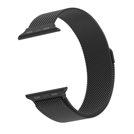Cambond Apple Watch Band Milanese Strong Magnet Closure Clasp with Snagging Resistance Mesh Loop iWatch Band Replacement Bracelet Strap for Apple Watch Sport Band 42mm Black