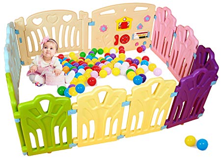 Baby Playpen Kids Activity Centre Safety Play Yard Home Indoor Outdoor New Pen (Multicolour, Classic Set 12 Panel)