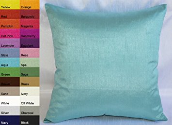 Creative Faux Silk Solid Euro Sham / Pillow Cover 26 by 26 - Aqua