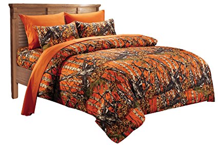 20 Lakes Alternative Down Microfiber Orange Camo Comforter - Queen / Full Size