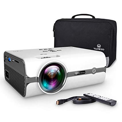 VANKYO Portable Projector with 2500 Luminous Efficiency, Support HD 1080P, Mini Projector with USB/SD/AV/HDMI/VGA Input. Come with Free Carrying Bag and HDMI Cable (1-White)