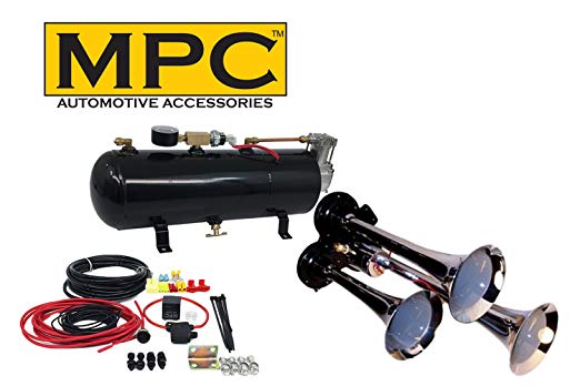 MPC M1 (0933) 3-Trumpet Train Air Horn Kit, 110 psi Air System, 150dB , Metal
