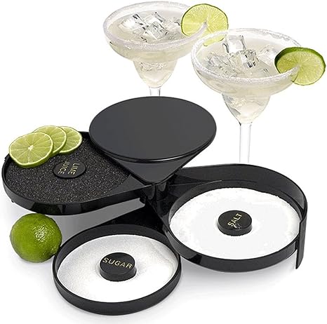 Greenco GRC0249 3 Tier Bar Glass Rimmer for Margarita and Cocktail, Black