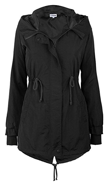 iLoveSIA Women's Military Jacket Rain Trench With Hood