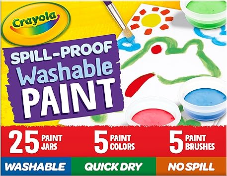 Crayola Spill Proof Paint Set (25ct), Washable Paint for Kids, Kids Craft Supplies, Holiday Gift for Toddlers & Kids, Nontoxic, 3