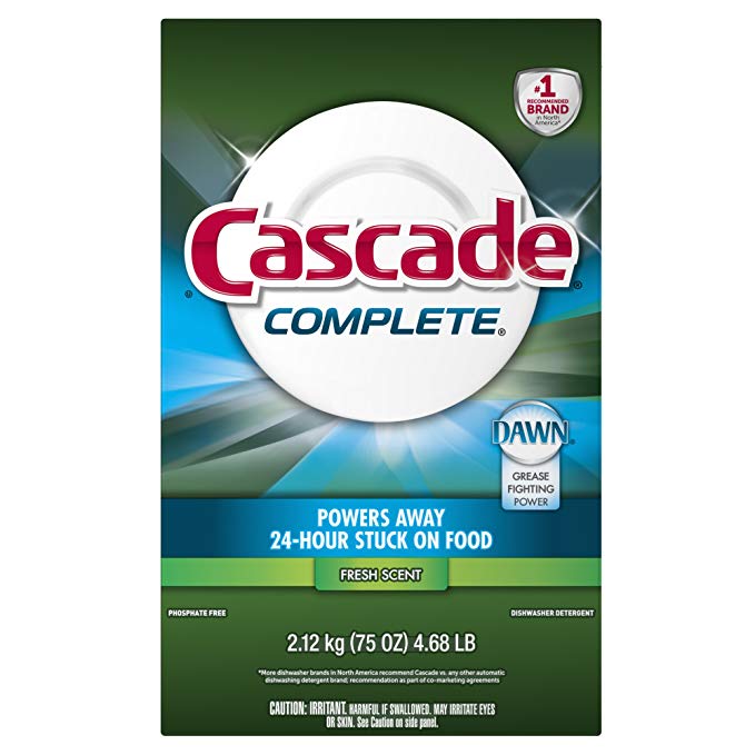 Cascade Complete Powder Dishwasher Detergent, Fresh Scent 75 Oz