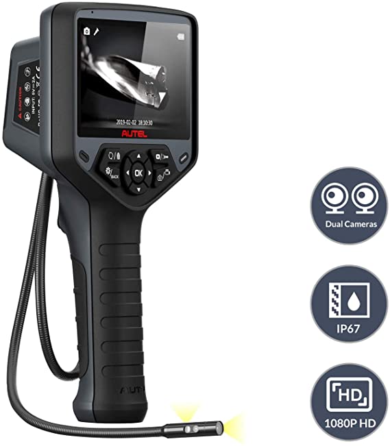 Autel MaxiVideo MV480 Inspection Camera, 1080P HD Industrial Endoscope Video Scope, with 4.1-inch Full Color LCD, Videoscope with Audio Annotation, Dual Cameras, 360°Rotation, 7 X Zoom.