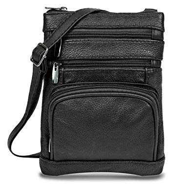 Maze Exclusive Womens Genuine Leather Cross Body Handbag Purse Messenger Bag with Multi-Pockets, Adjustable Strap