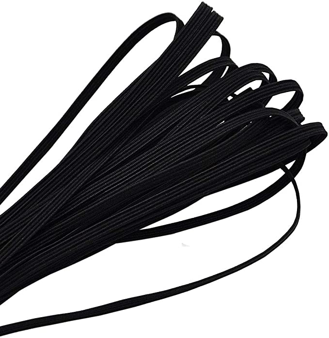 Artfasion 10 Yards Flat Elastic Band Elastic Cord Elastic Band Elastic Rope Bungee Heavy Stretch Knit Spool for Sewing Crafts (Black, 10 Yards-1/8 inch(3mm))