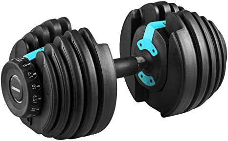 Happybuy Adjustable Dumbbell Series Fitness 1pcs Blue 52.5lbs Dumbbell Standard Adjustable Dumbbell with Handle and Weight Plate for Home Gym System- Building Muscle