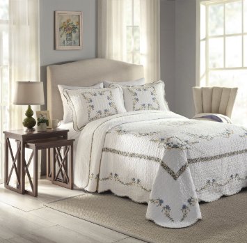 Modern Heirloom Collection Heather Cotton Filled Bedspread, Queen, 102 by 118-Inch