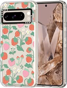 MOSNOVO Compatible with Google Pixel 8 Pro 5G Case, Strawberry Garden Clear Design Transparent Plastic Hard Back Case with TPU Bumper Protective Case Cover for Pixel 8 Pro