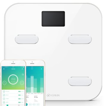 Yunmai Precision Bluetooth Smart body scale 8 Body statistics measurement 16 user recognition and bluetooth 40 fast automatic connection technology with FREE smartphone APP