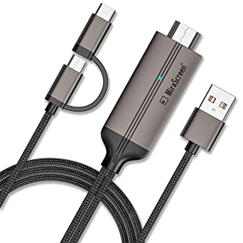 2-in-1 USB C/Type C/Micro USB to HDMI Cable, SOCLL MHL to HDMI Adapter 1080P HDTV Mirroring & Charging Cable, Digital AV Video Adapter for Android Smartphone Tablets to TV/Projector/Monitor,6.6ft