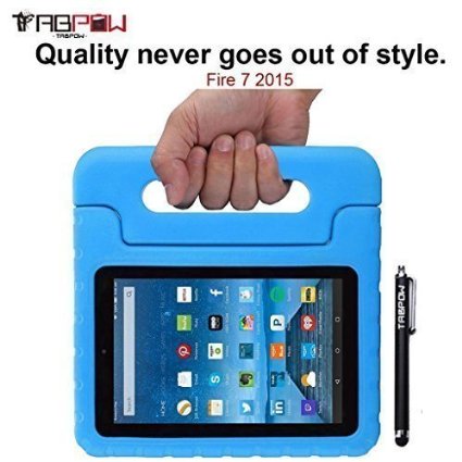 Fire 7 2015 Case TabPow Kids Case - ShockproofDrop ProtectionHeavy Duty Kids Children EVA Case with Carrying Handle Stand For Amazon Fire 7 Tablet will only fit Fire 7 2015 release Blue