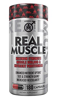 REAL MUSCLE - 7-In-1 Muscle Building Stack by Modern Man, Lean Mass Gainer & Nitric Oxide Booster with Creatine HCL, (AliCarn) L-Carnitine, Epicatechin and 7 More Muscle Building Ingredients, 180 Caps