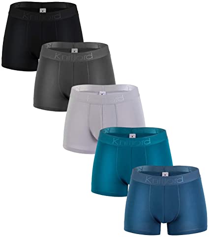 Knitlord Boxer Shorts Mens Boxers Bamboo Fiber Comfort Trunk Underwear 5 Pack
