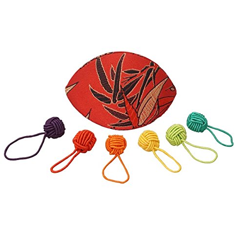 HiyaHiya Dumpling Case with Coloured Yarn Ball Stitch Markers, Silk, Various, 8 x 5 x 5 cm