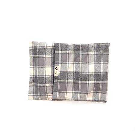 Comfy Warmer Microwaveable Organic Flaxseed Heating Pad with Washable Case Made in The USA (21" x 11", Grey Plaid)