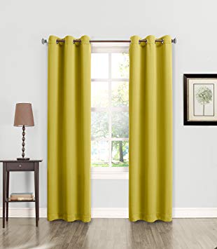 Sun Zero Becca Energy Efficient Grommet Curtain Panel, 40" x 95", Citrine Yellow