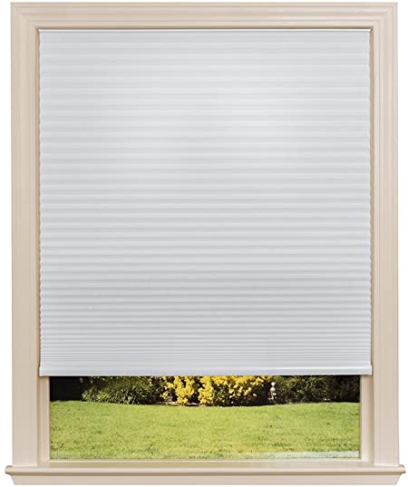 Easy Lift Trim-at-Home Cordless Cellular Light Filtering Fabric Shade White, 48 in x 64 in, (Fits windows 31"- 48")