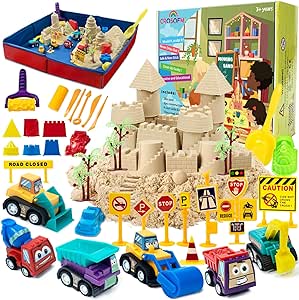 CROSOFMI Magic Sand Für Kinder Set Spielsand Faltbarer Sandkasten für Jungen Mädchen 3 4 5 6 7  Jahre Alt