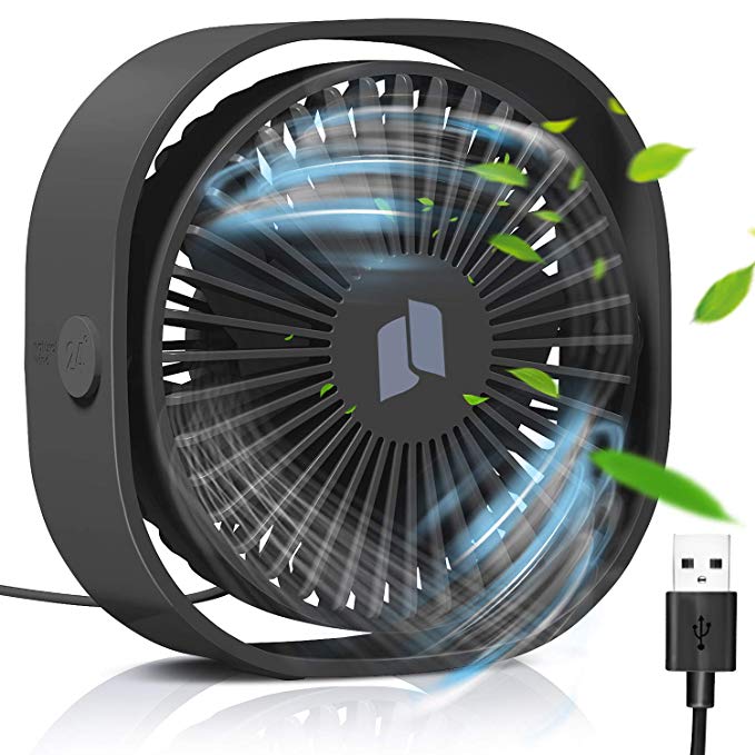 USB Fan, TedGem USB Desk Fan, Portable Mini USB Fan, Fan USB 3 Speeds Adjustable, Desk Fan USB Desk Fan with USB, USB Table Fan Silent Ideal For Home, Office, Outdoor Travel, USB Powered(Black)