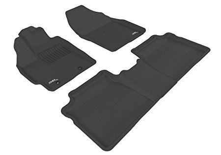 3D MAXpider Complete Set Custom Fit All-Weather Floor Mat for Select Toyota Prius Models - Kagu Rubber (Black)