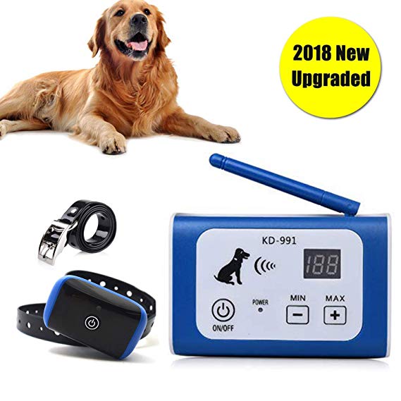 Wireless Electric Dog Fence Pet Containment System, Safe and Effective Anti Over Shock Design, Adjustable Control Range Up to 550YD & Display Distance, 1 Collar Receivers Rechargeable Waterproof …