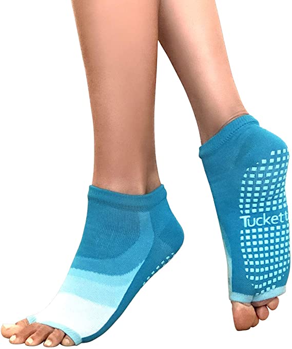 Tucketts Womens Yoga Toe Socks, Toeless Non Slip Skid Grippy - Anklet Style