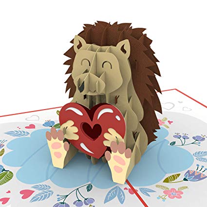 Unipop Cards Hedgehog Love Pop Up Card, Valentines day greeting card, Love 3D card, Valentine greeting card, Love Card, Valentine Day Card, Anniversary Card For Couple, Pop Up Cards Mothers Day