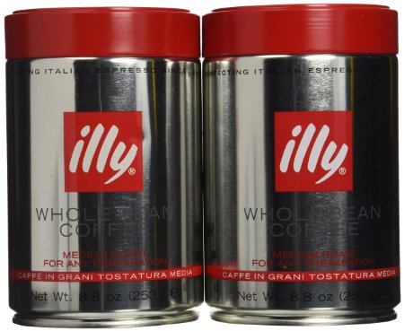 illy Medium Roast Whole Bean Coffee 88-Ounce Tins Pack of 2
