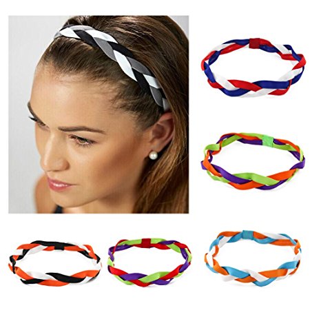 Yeshan Sports Criss Cross Headband No Slip Grip Hairband Elastic 3 Band Silicone Lined Sweatband