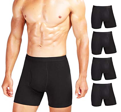 Comfneat Men's Comfy Boxer Brief Pack Tagless Underwear Soft Stretchy Cotton Spandex