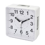 Impecca Non Ticking Compact Alarm Clock Light and Snooze White