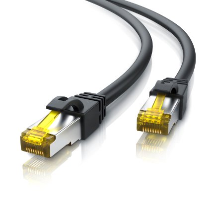 Uplink - 3m CAT.7 Ethernet Gigabit Lan network cable (RJ45) 10 / 100/ 1000 Mbit/s | Patchcable | SF / FTP PIMF Shielding | compatible with CAT.5 / CAT.5e / CAT.6 | Switch / Router/ Modem / Patch panel / Access Point / patch fields | black