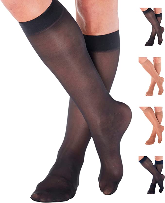 Made in USA - Support Stockings Women Compression 8-15mmHg for Circulation Varicose Veins Swelling - Knee High Compression Stockings for Women Nurses Maternity Black, Small