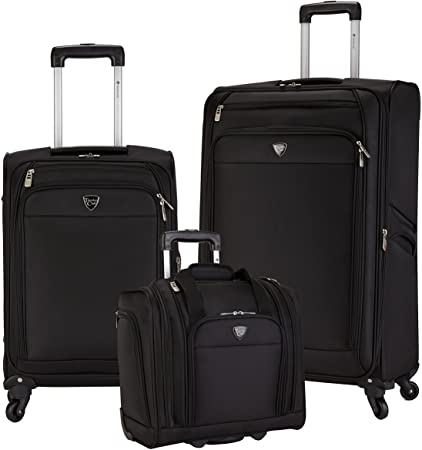 Travelers Club Monterey Softside Spinner Luggage, Black, 3-Piece Set