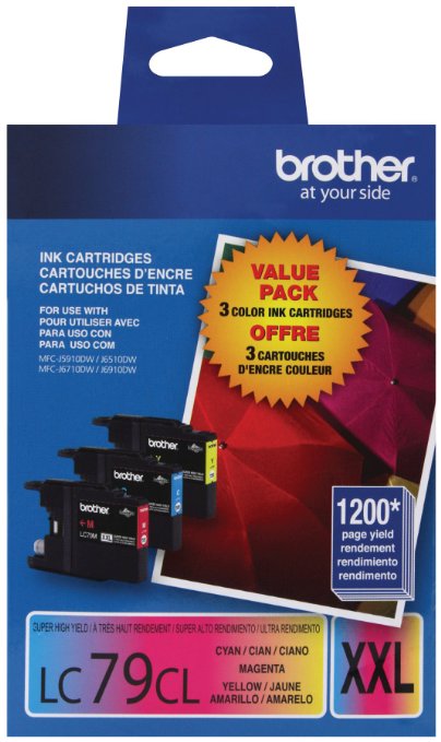 Brother Printer LC793PKS 3 Pack- 1 Each LC79C, LC79M, LC79Y Ink - Retail Packaging