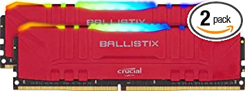 Crucial Ballistix RGB 3200 MHz DDR4 DRAM Desktop Gaming Memory Kit 32GB (16GBx2) CL16 BL2K16G32C16U4RL (RED)