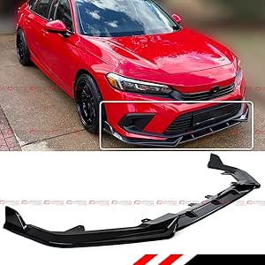 JDM 3PC Style Painted Gloss Black Pearl Front Bumper Lip Splitter Kit Compatible for 2022-2024 Honda Civic EX LX Si Touring Sport Hatchback Sedan All Models