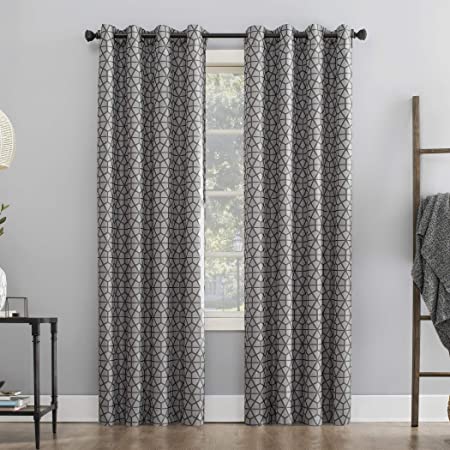 Sun Zero Verve Twill Mosaic Thermal Extreme 100% Blackout Grommet Curtain Panel, 52" x 63", Charcoal/Gray