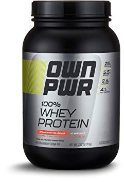 Amazon Brand - OWN PWR 100% Whey Protein Powder, Strawberry Milkshake, 2 lb