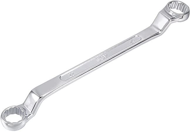 uxcell 22mm x 24mm Metric 12 Point Offset Double Box End Wrench Chrome Plated, Cr-V