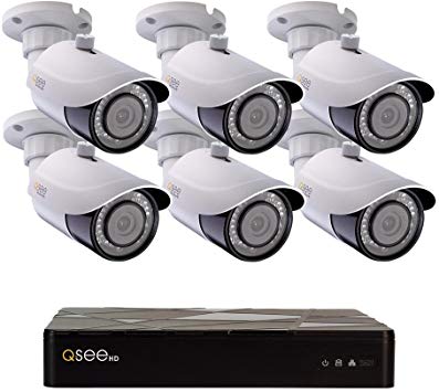 Q-See Home Security System 8 Channel NVR with 2TB Hard Drive and (6) IP 4K Ultra HD Bullet Cameras, White, Night Vision, Indoor/Outdoor, Smart Phone Compatible (QT878-6EZ-2)